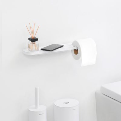 BRABANTIA MindSet Toilet Roll Holder with Shelf - Mineral Fresh White
