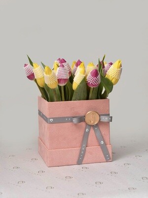 Suede Box Cube: Tulips