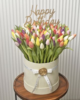 Suede Box (Large): Tulips