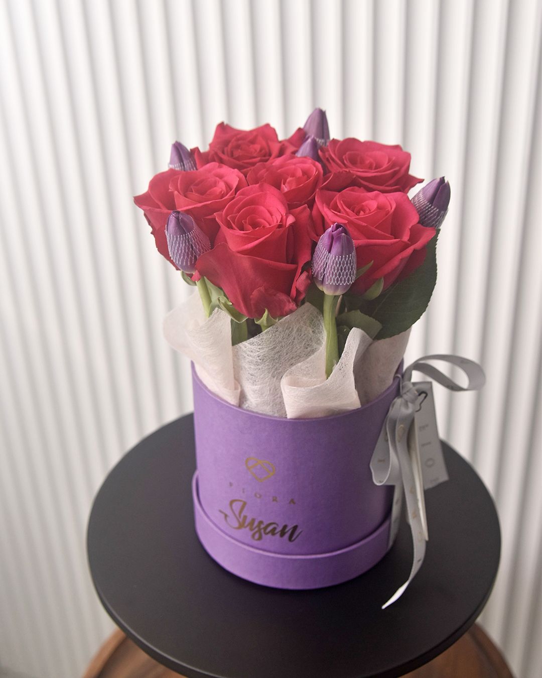 Classic Bucket Small: Rose + Tulip Charm