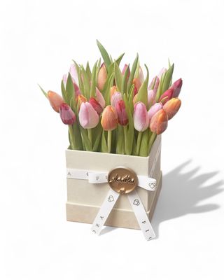 Suede Box Square: Tulips