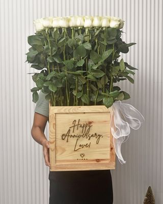 Wooden Crate of Roses