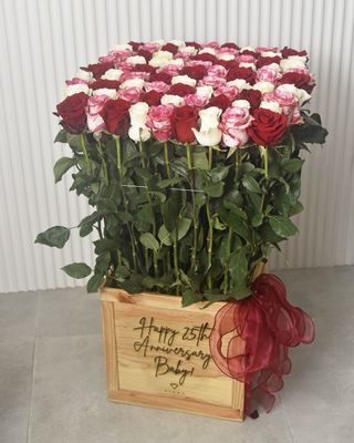 Wooden Crate of Roses