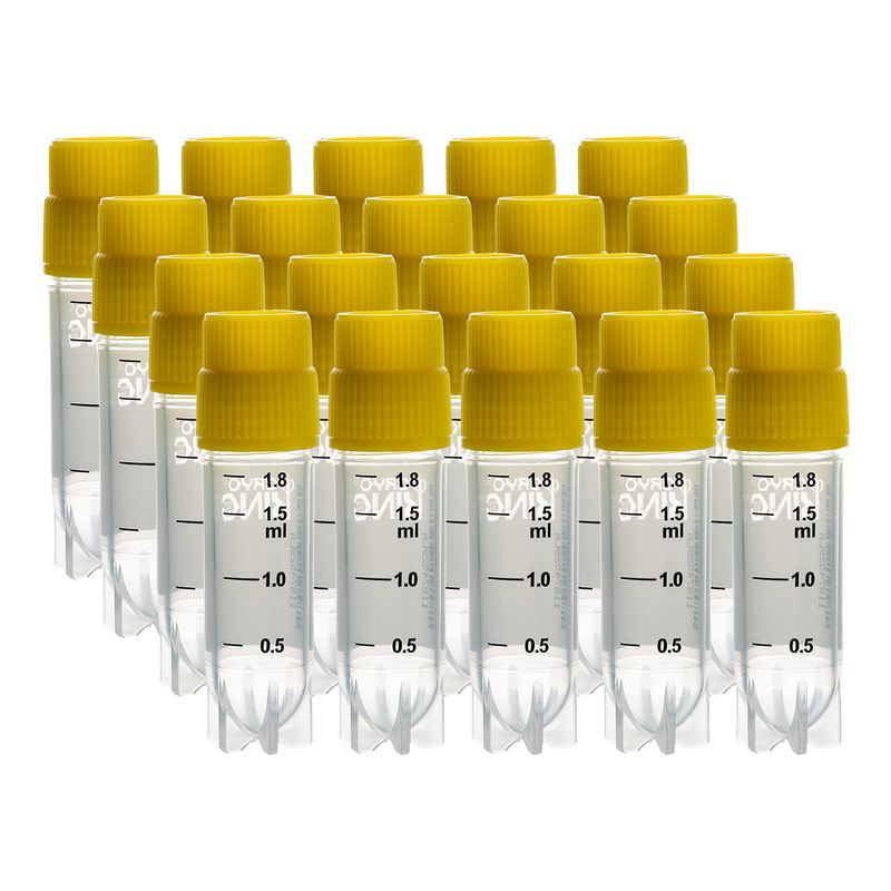 Biologix® 2.0mL クライオバイアル、側面バーコード付き、外ネジ式、25本/袋、500本/パック、1,000本/ケース