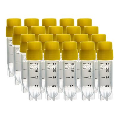 Biologix® 2.0mL クライオバイアル、側面バーコード付き、外ネジ式、25本/袋、500本/パック、1,000本/ケース