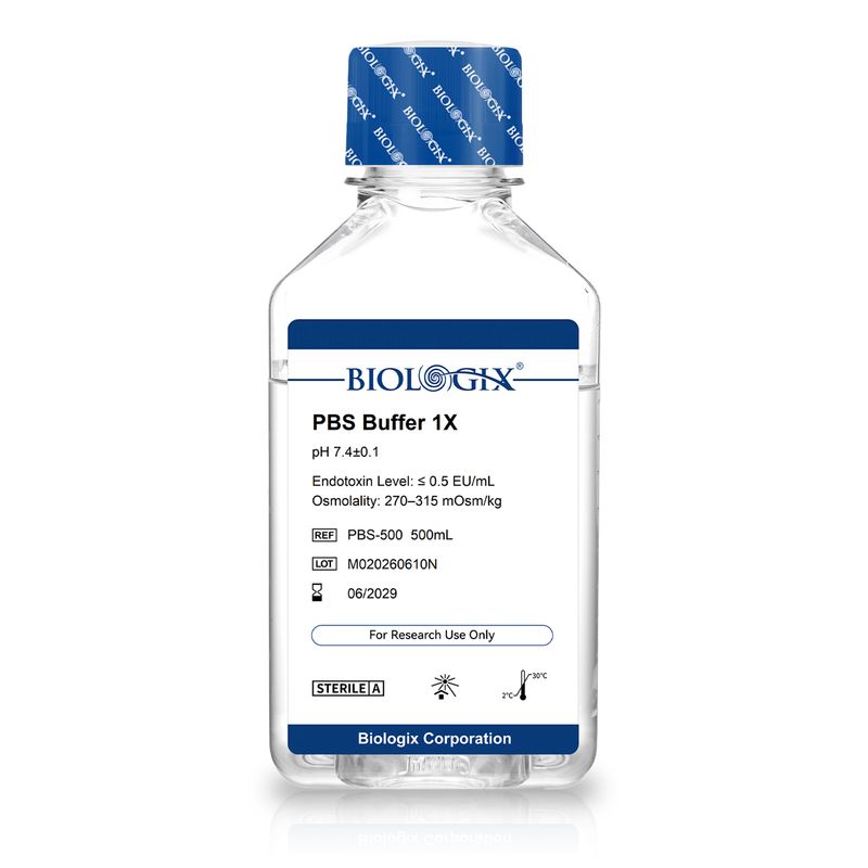 Biologix® PBS緩衝液（1×）、pH 7.4、滅菌済み、低エンドトキシン、500mL/ボトル