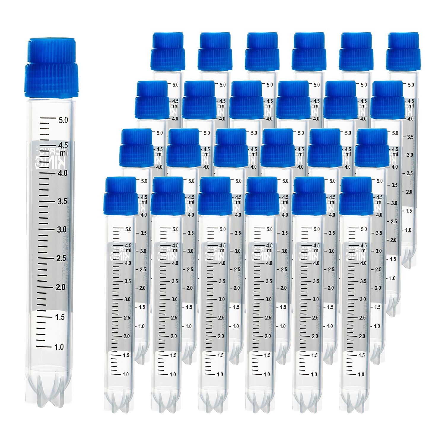 Biologix® 5.0mL クライオバイアル、側面バーコード、外ネジ式、25本/袋、500本/パック、1,000本/ケース