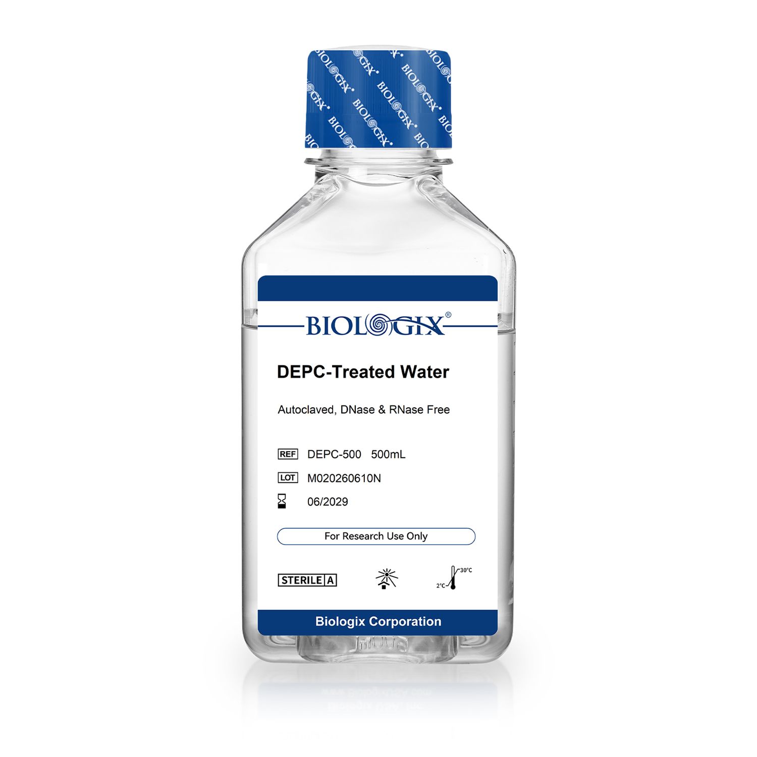 Biologix® DEPC処理水、DNase・RNaseフリー、滅菌済み、500mL