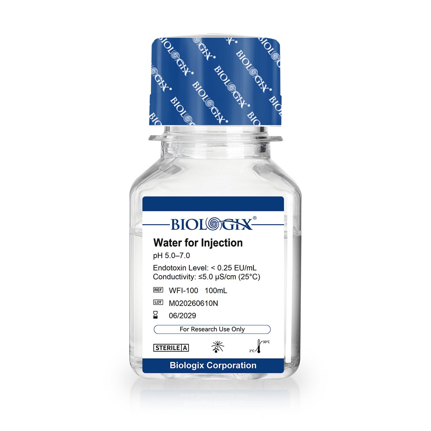 Biologix® 注射用水（WFI）、滅菌済み、100mL／ボトル