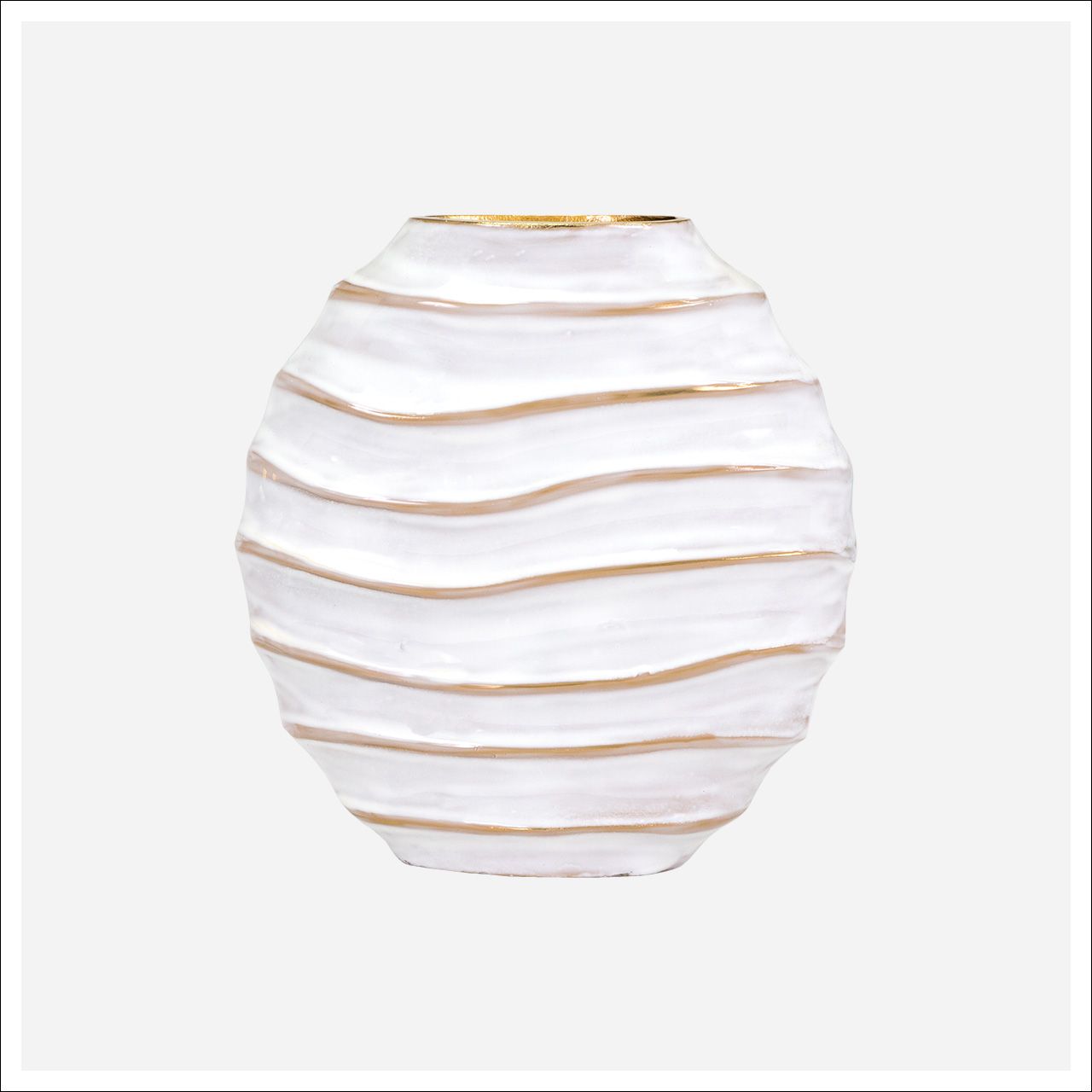 Manuella Small Vase White, gold