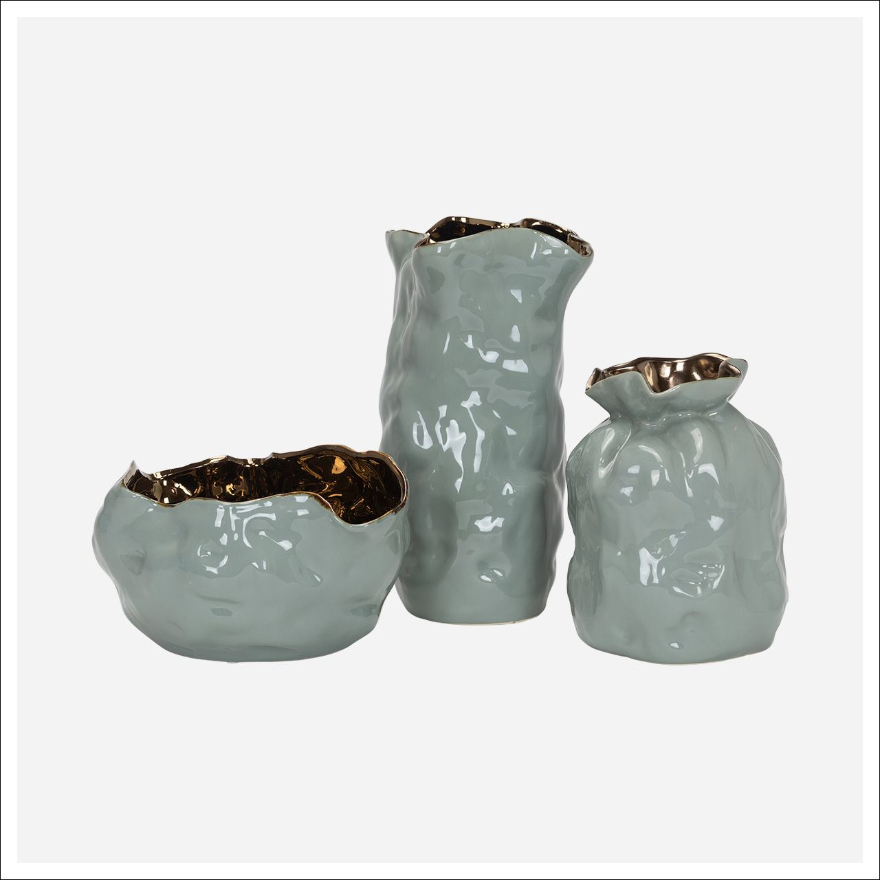 Air Short Vase Green, gold