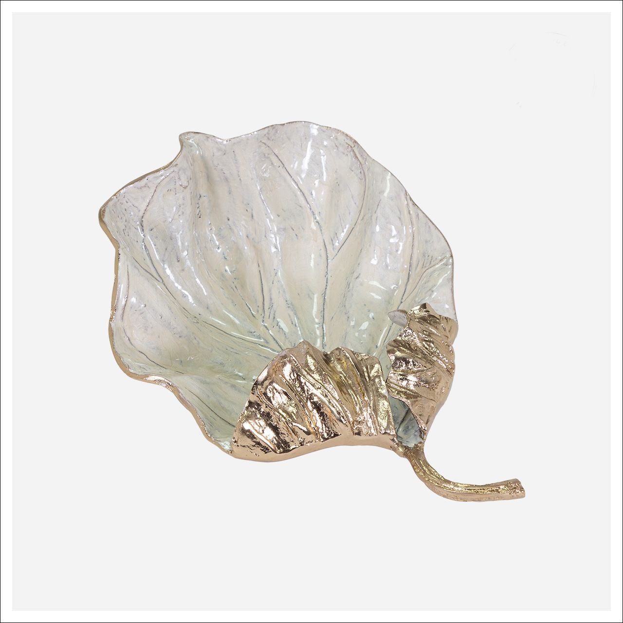 Jaylon Leaf Bowl White, gold