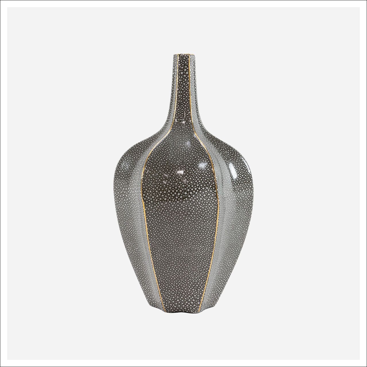 Belton Wide Vase Grey, gold