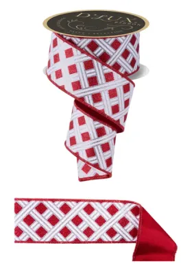 Woven Stripes Ribbon SILVER/RED/WHITE 2.5" 10 yards