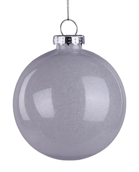 Lacquer Look Glitter Ball Ornament WHITE 120MM LACQUER