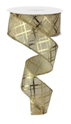 Metallic Thick/Thin Diagonal Ribbon GOLD 1.5" 10 yards