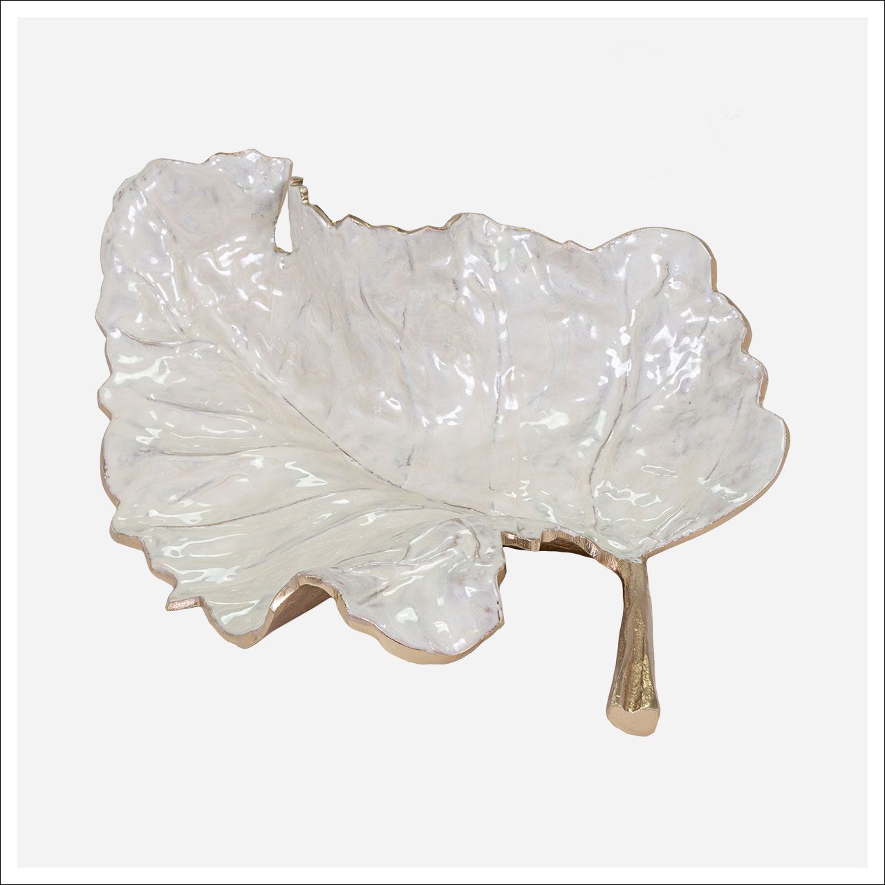 Nadine Leaf Tray White, gold