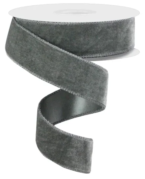 Deluxe Velvet/Satin Backing Ribbon DARK GREY 1.5" 10 yards