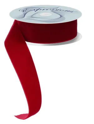 Woven Velvet Ribbon CRANBERRY 1.5" 10 yards