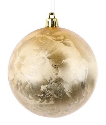 Feather Smooth Ball Ornament LIGHT GOLD 100MM FEATHER