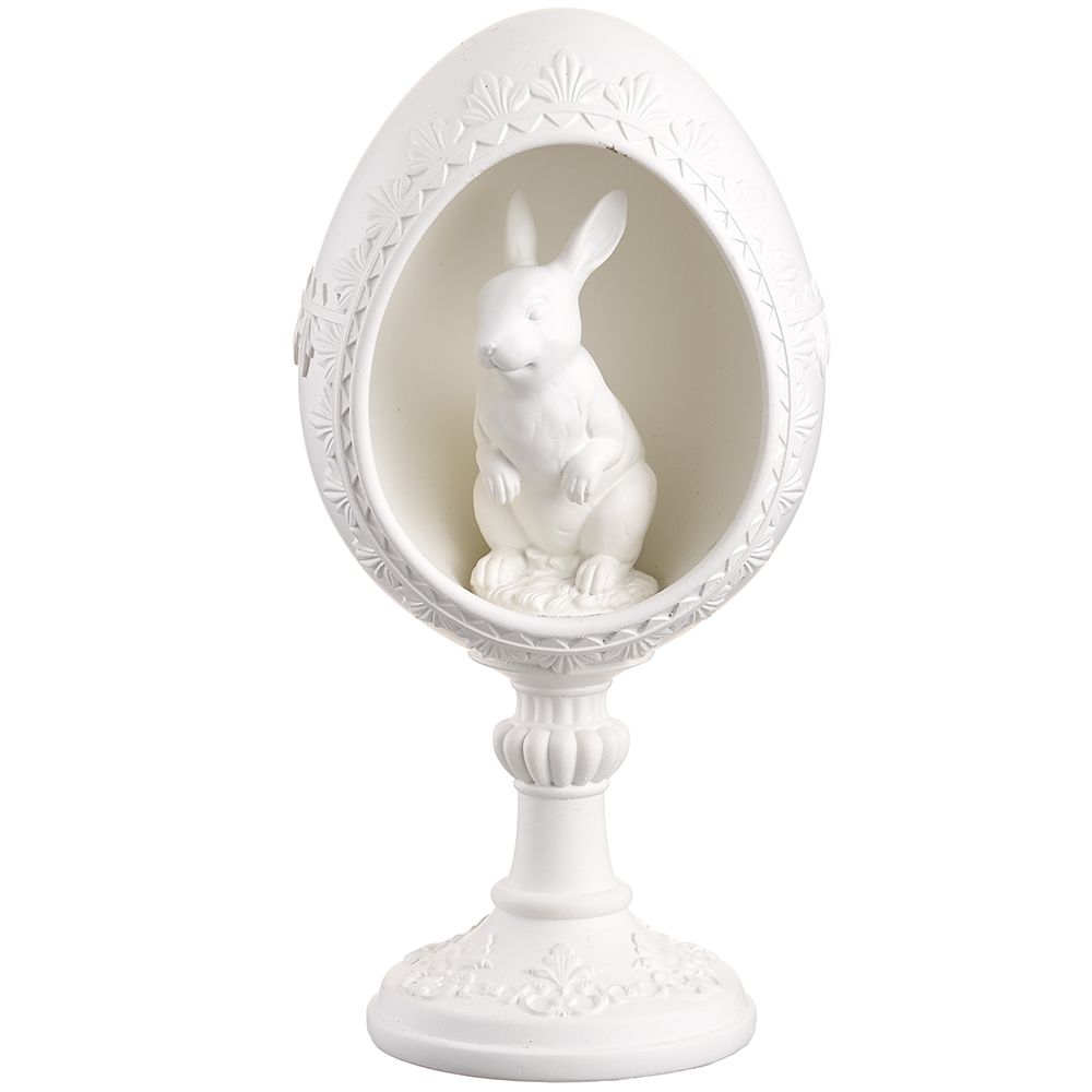 8" BUNNY EGG TABLE TOP WH
