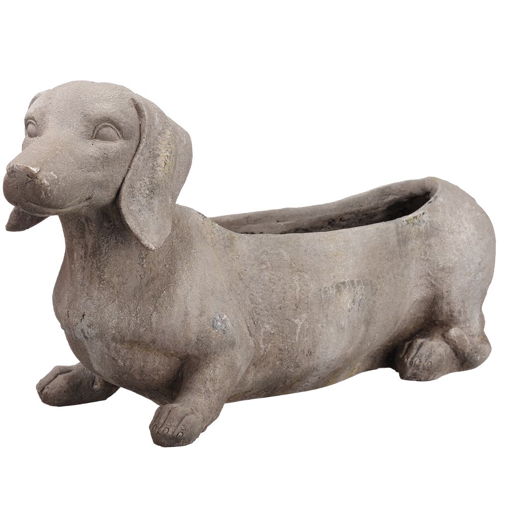 11.5"DOG PLANTER GY/AT