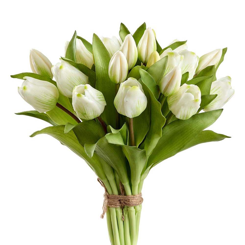 11.75"TULIP BOUQUET WH/GR