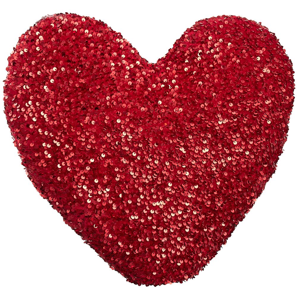 16"SEQUIN HEART PILLOW RE