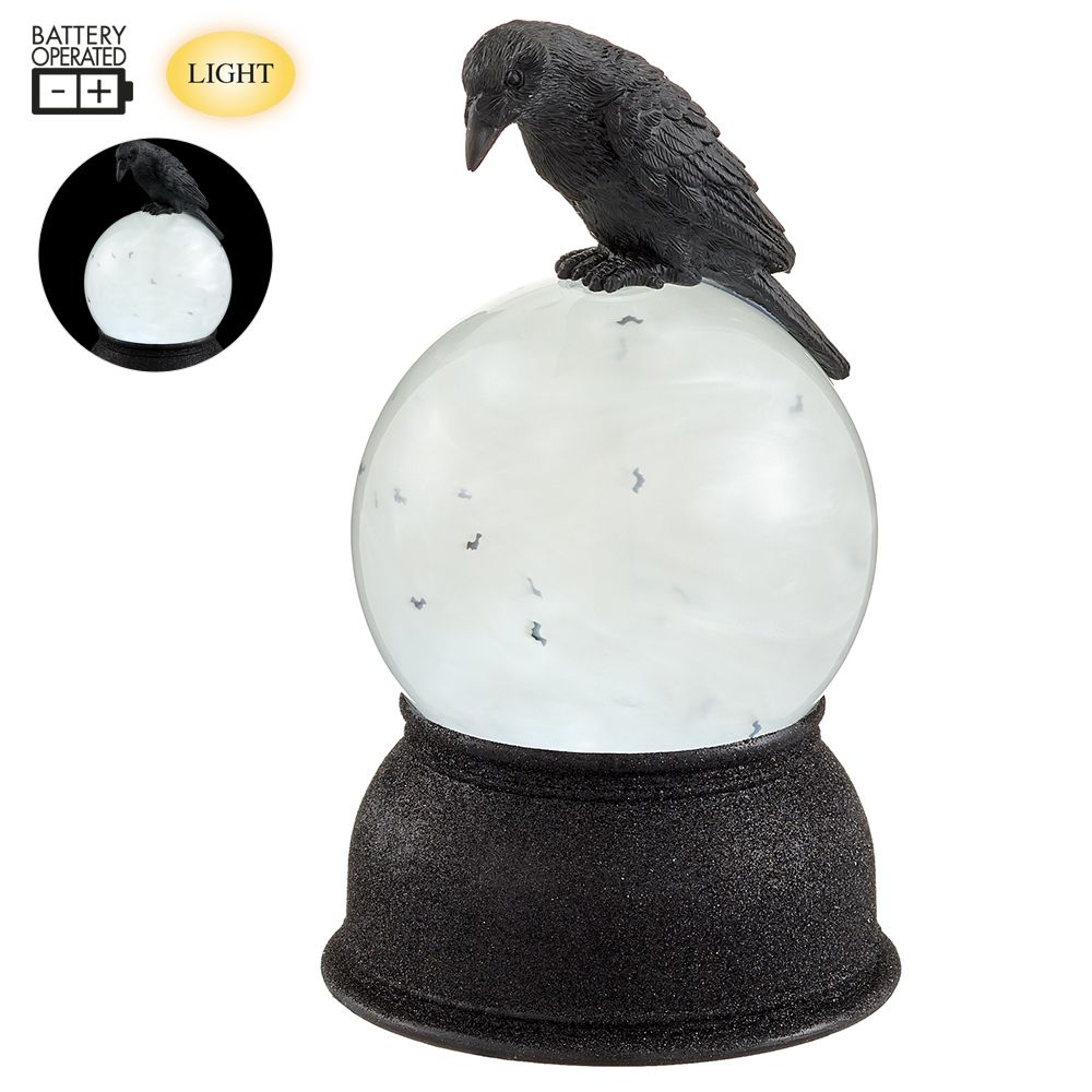 8.25"B/O CROW WATER GLOBE BK