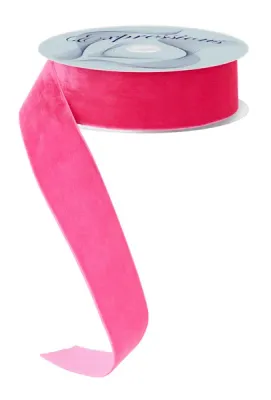 Woven Velvet Ribbon HOT PINK 1.5" 10 yards