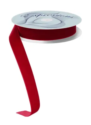 Woven Velvet Ribbon CRANBERRY 7/8" 10 yards