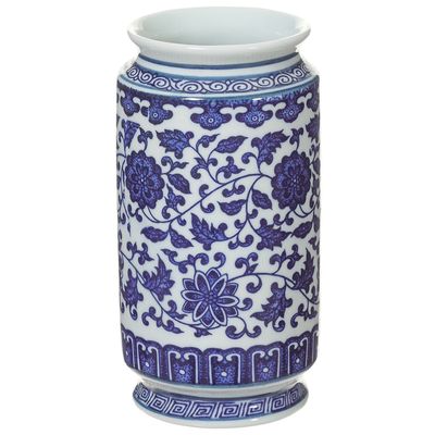 6"CERAMIC VASE BL/WH