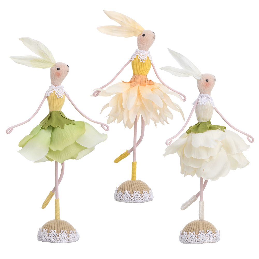 8"FLOWER BUNNY BALLERINA(3/ST)