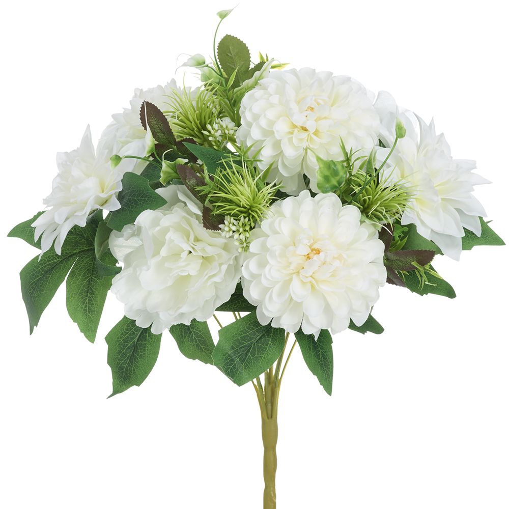 17"DAHLIA/PEONY BUSH X11 WH