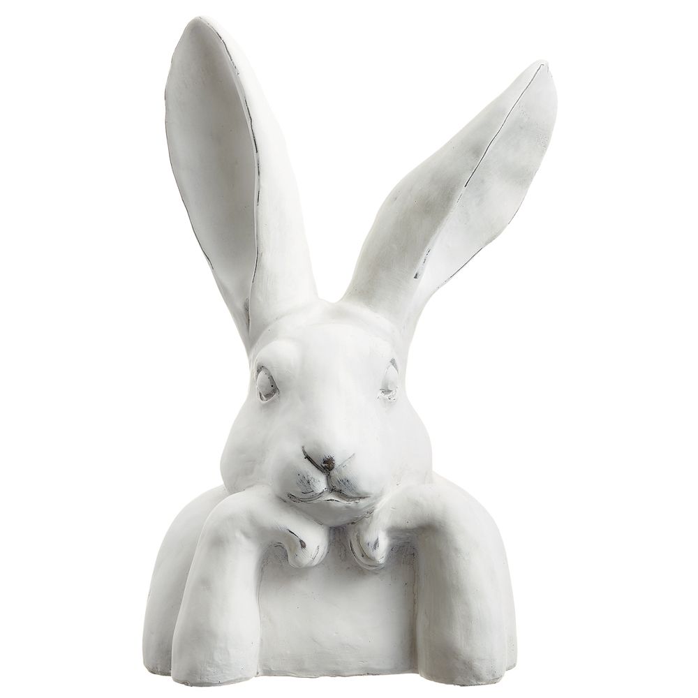 14.5" POLY RESIN BUNNY WH/AT
