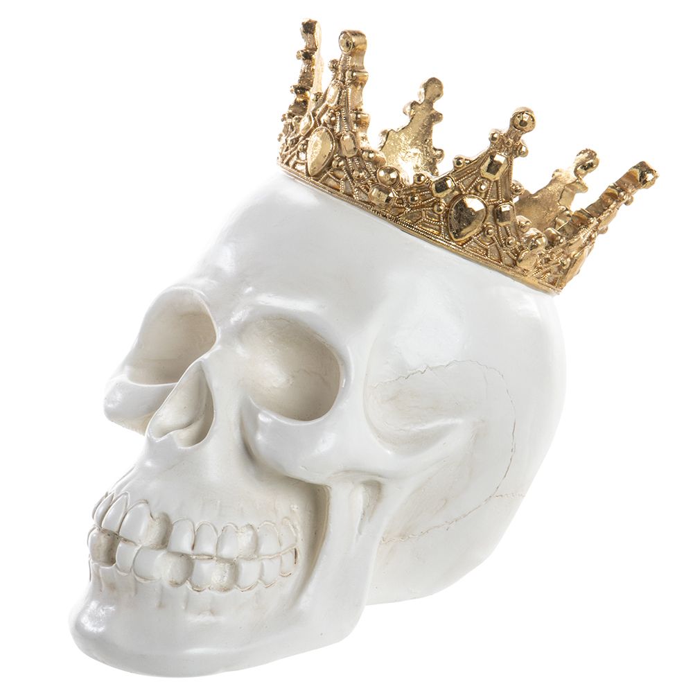 8.75"SKULL WITH CROWN BE/GO