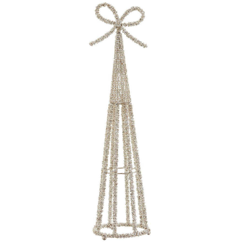 19"DIAMOND CONE TOPIARY W/BOW