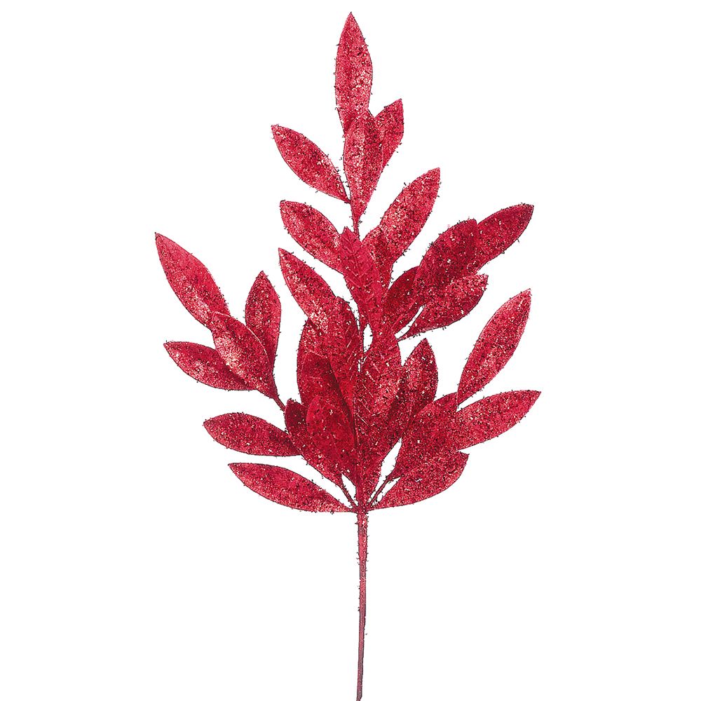 24" GLITTERED BAY LEAF SPRAY