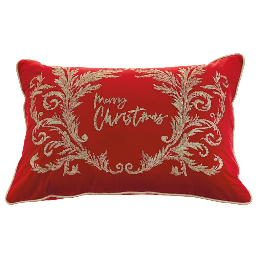 14W20"L MERRY XMAS VEL.PILLOW