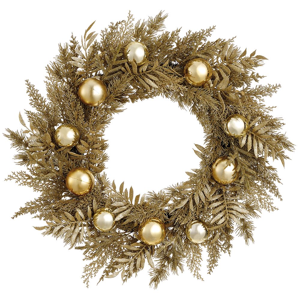 24" Wreath - Glitter / Pine / Ball / Ornament