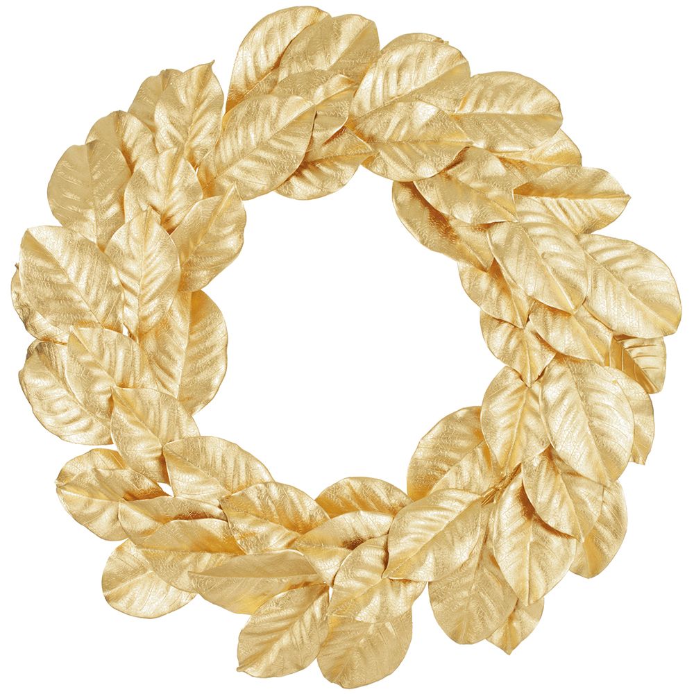 24"MET.MAGNOLIA LEAF WREATH