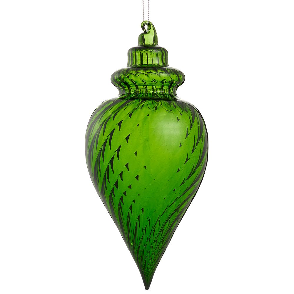 8.5"GLASS FINIAL ORNAMEN GR