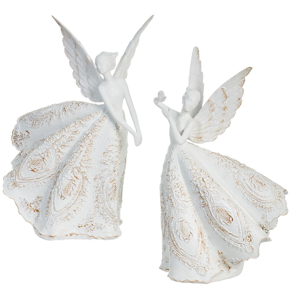 15" -15.5" Glitter Lace Angel - 2/St