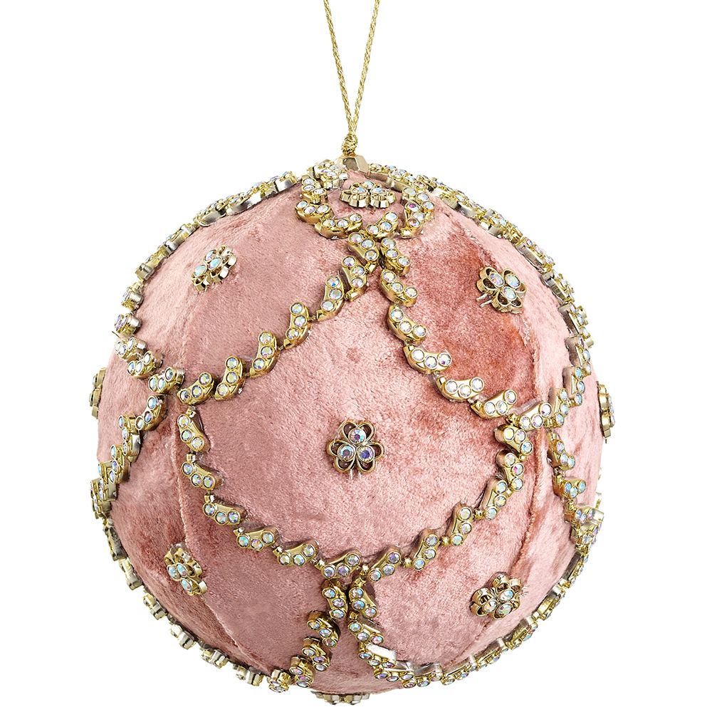 5"DIAMOND VELVET BALL ORNAMENT PE