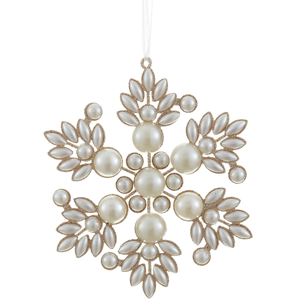 5.5"GLIT PEARL SNOWFLAKE ORNA