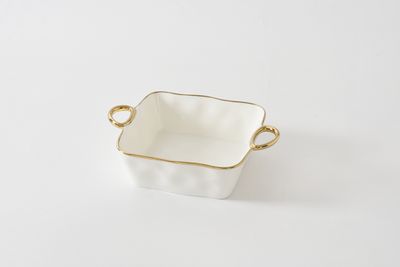 PAMPA BAY BAKING DISH WITH GOLD HANDLES