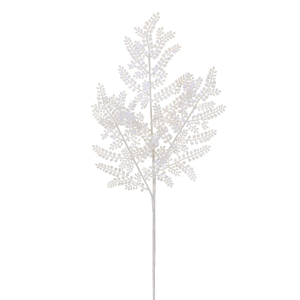24"GLIT FERN SPRAY WH