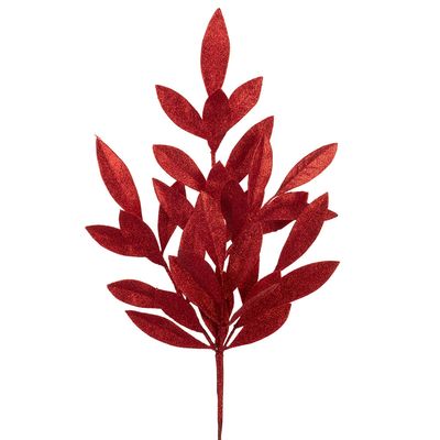 21"GLITTERED BAY LEAF SPRAY RE