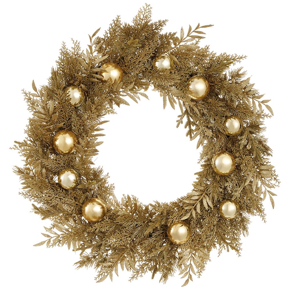 30"ORNA.BALL/GLIT.PINE WREATH