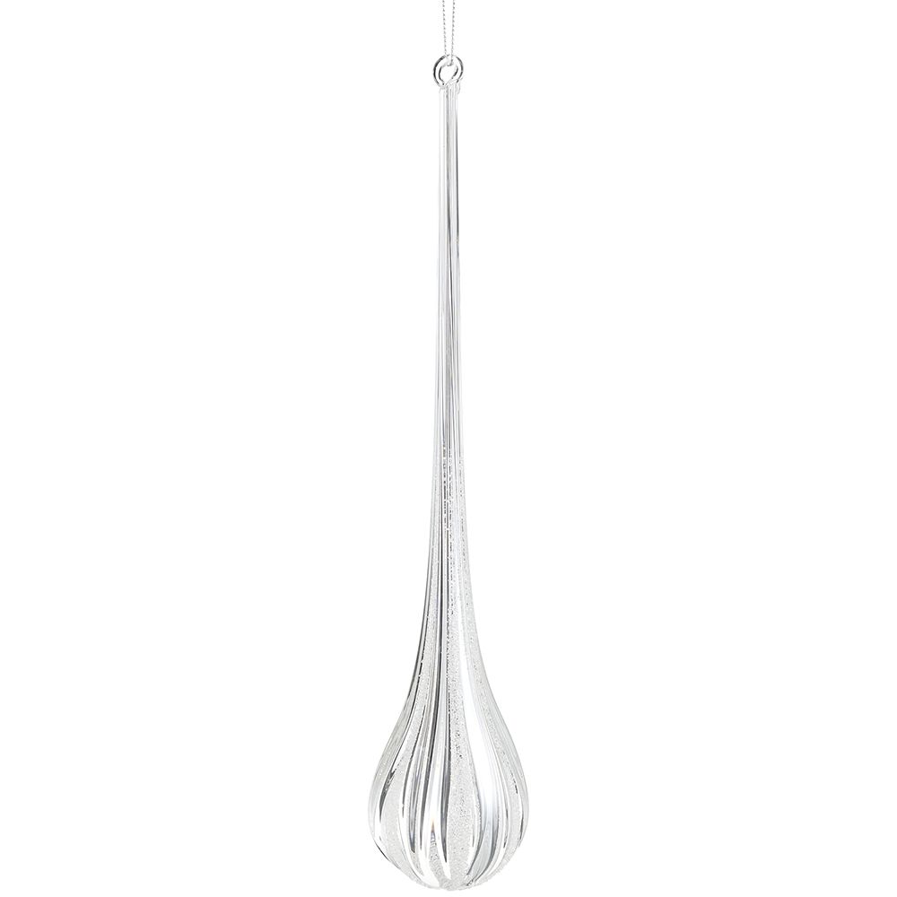 12"BEADED GLASS TEARDROP ORNA